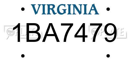 1BA7479 Virginia License Plate