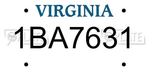 1BA7631 Virginia License Plate