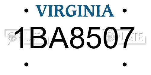 1BA8507 Virginia License Plate