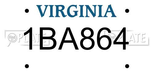 1BA864 Virginia License Plate