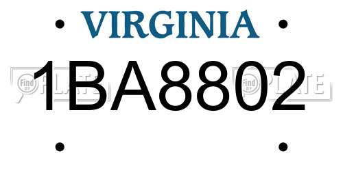 1BA8802 Virginia License Plate