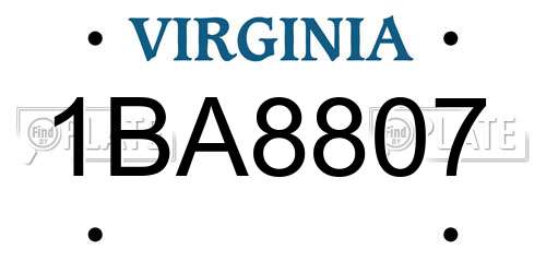 1BA8807 Virginia License Plate