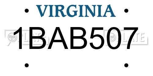 1BAB507 Virginia License Plate