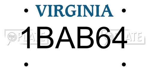 1BAB64 Virginia License Plate