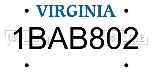 1BAB802 Virginia License Plate