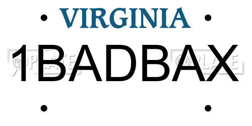 1BADBAX Virginia License Plate