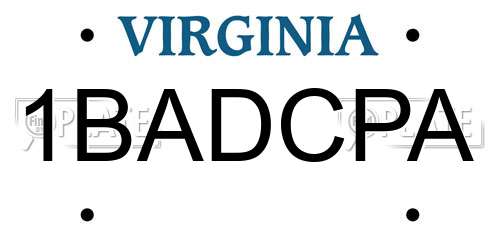 1BADCPA Virginia License Plate
