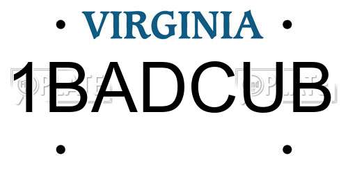 1BADCUB Virginia License Plate