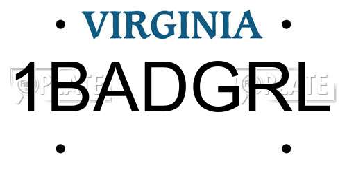 1BADGRL Virginia License Plate