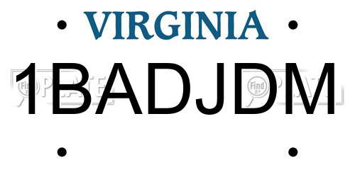1BADJDM Virginia License Plate