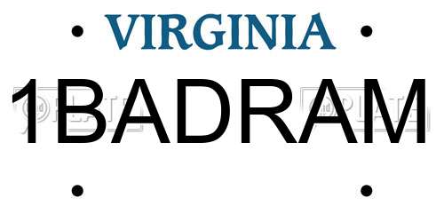 1BADRAM Virginia License Plate