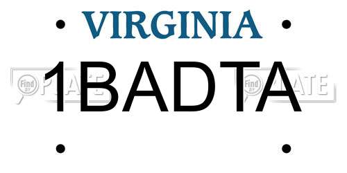 1BADTA Virginia License Plate
