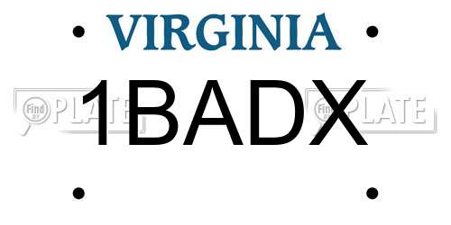 1BADX Virginia License Plate