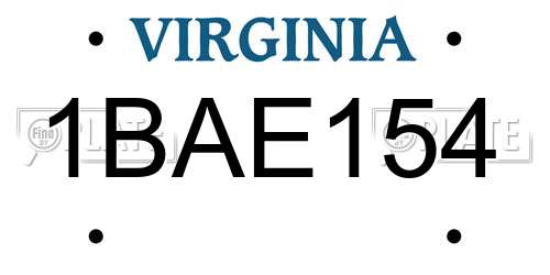 1BAE154 Virginia License Plate