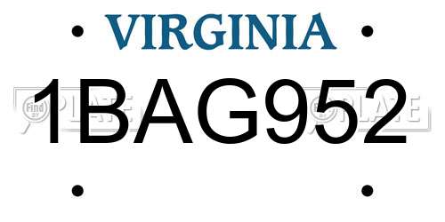 1BAG952 Virginia License Plate