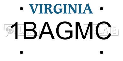 1BAGMC Virginia License Plate