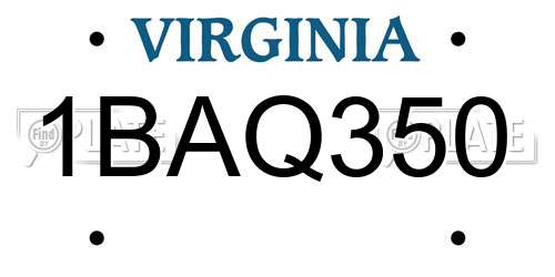 1BAQ350 Virginia License Plate
