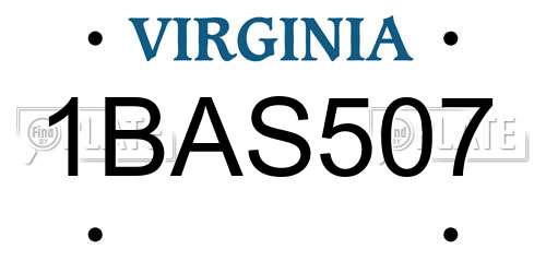 1BAS507 Virginia License Plate
