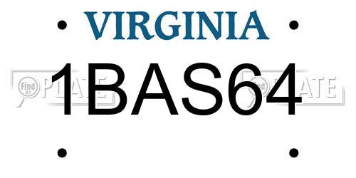 1BAS64 Virginia License Plate