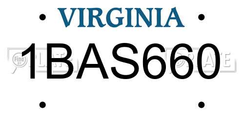 1BAS660 Virginia License Plate