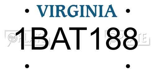 1BAT188 Virginia License Plate