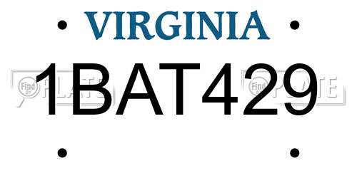 1BAT429 Virginia License Plate