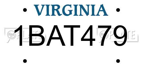 1BAT479 Virginia License Plate