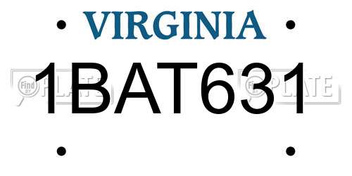 1BAT631 Virginia License Plate