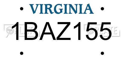 1BAZ155 Virginia License Plate
