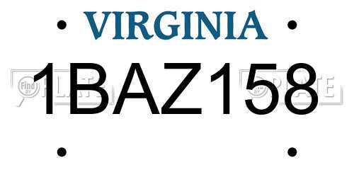 1BAZ158 Virginia License Plate