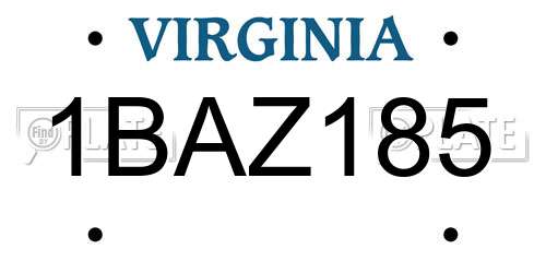 1BAZ185 Virginia License Plate