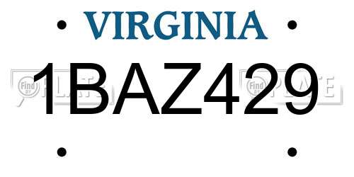 1BAZ429 Virginia License Plate