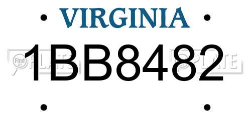1BB8482 Virginia License Plate