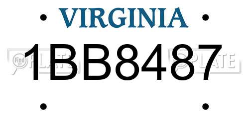 1BB8487 Virginia License Plate