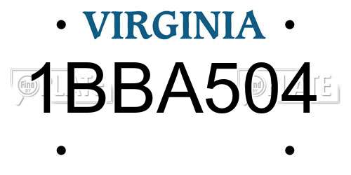 1BBA504 Virginia License Plate