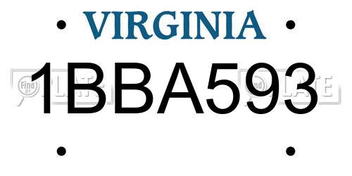 1BBA593 Virginia License Plate