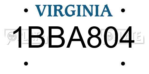 1BBA804 Virginia License Plate