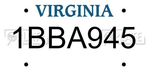 1BBA945 Virginia License Plate
