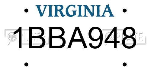 1BBA948 Virginia License Plate