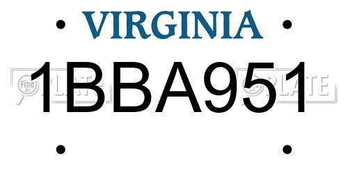 1BBA951 Virginia License Plate