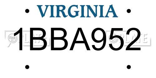 1BBA952 Virginia License Plate