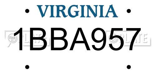 1BBA957 Virginia License Plate