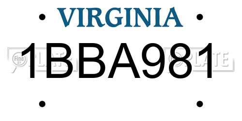 1BBA981 Virginia License Plate