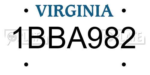 1BBA982 Virginia License Plate