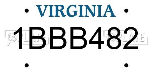 1BBB482 Virginia License Plate