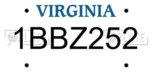 1BBZ252 Virginia License Plate