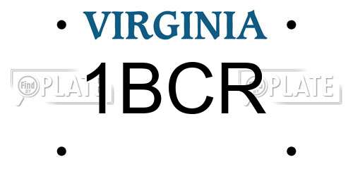1BCR Virginia License Plate