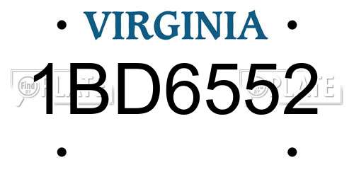 1BD6552 Virginia License Plate