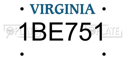 1BE751 Virginia License Plate