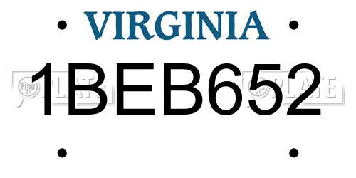 1BEB652 Virginia License Plate